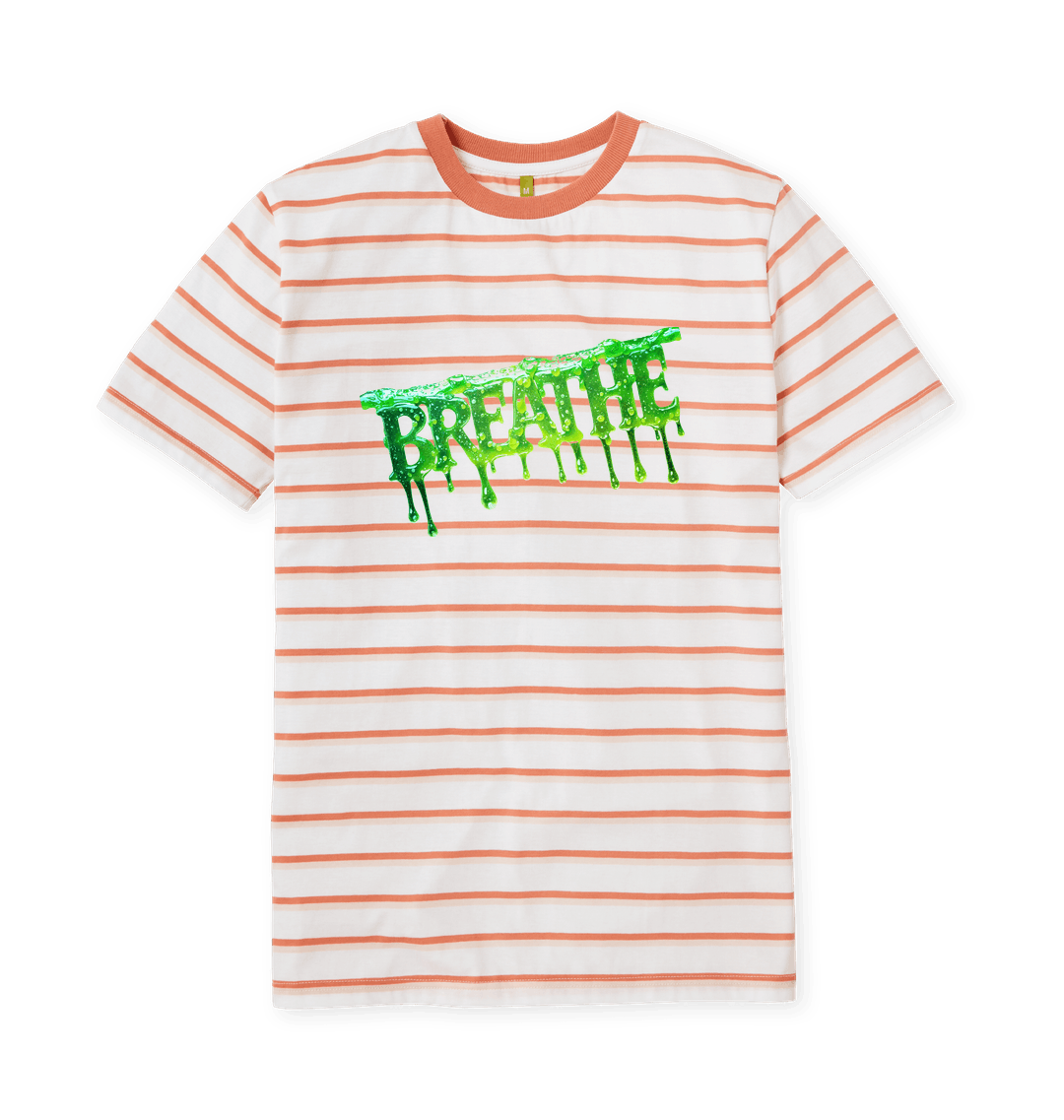 Coral Stripes Printed Premium T-Shirt Front