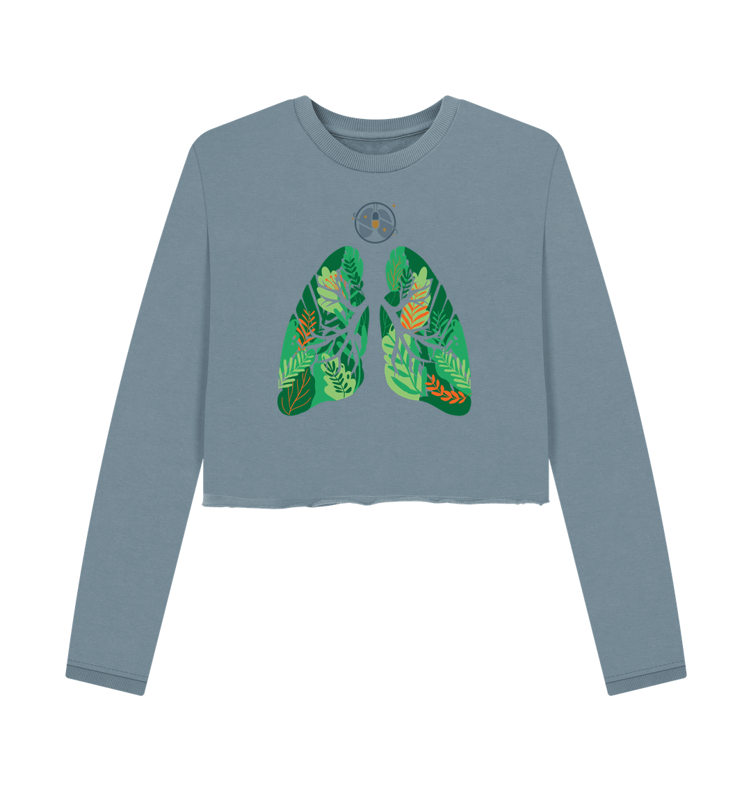 Stone Blue Printed Boxy Jumpers Front