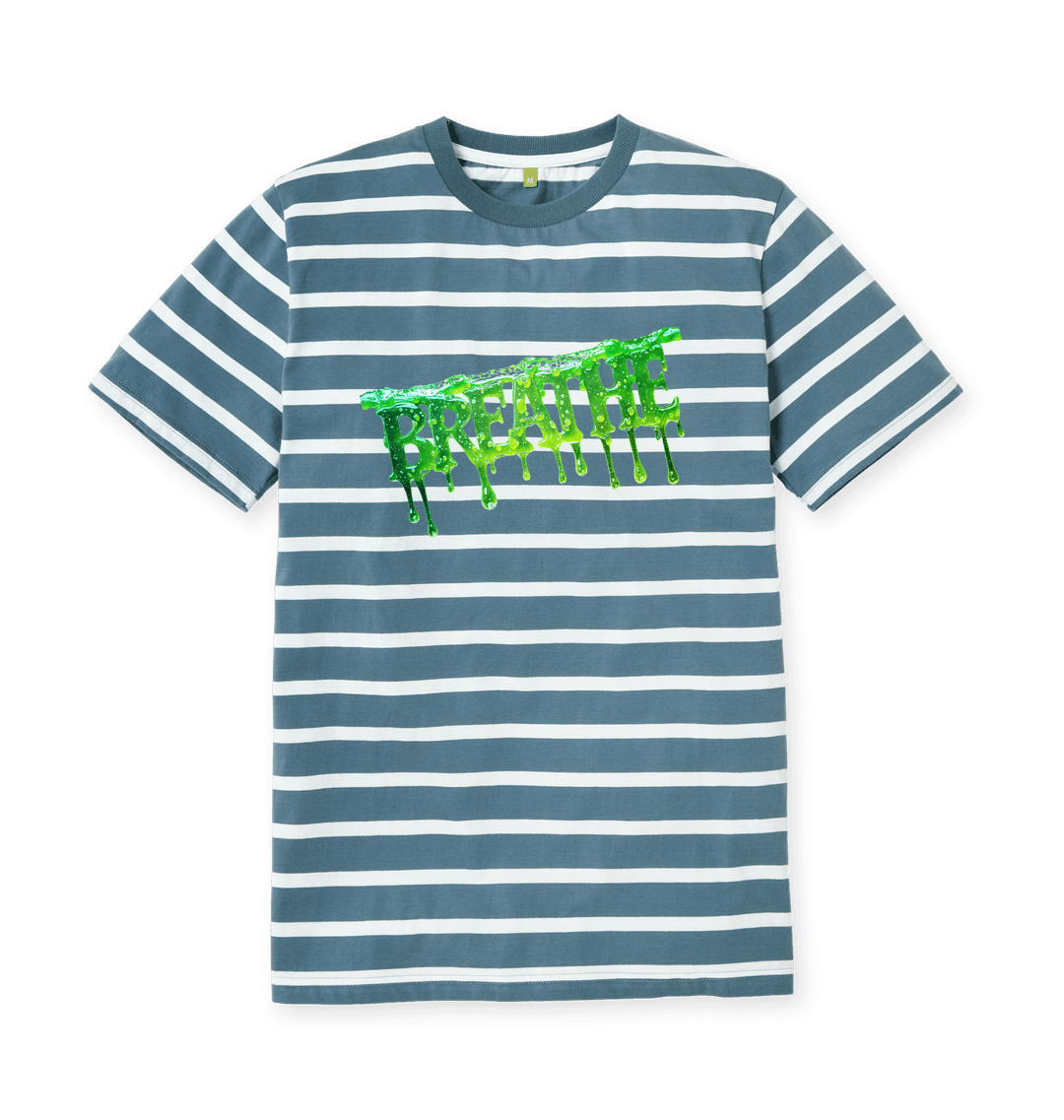 Blue Stripes Printed Premium T-Shirt Front
